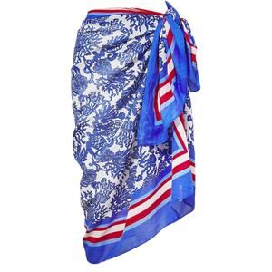 Lilly Pulitzer Pareo-Sarong/Cover Up One Size, Red, White, & Blue- Ocean Theme